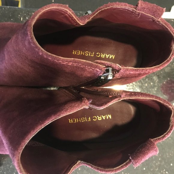 Marc Fisher Plum Purple Suede Peep Toe Block Heels - Picture 11 of 13